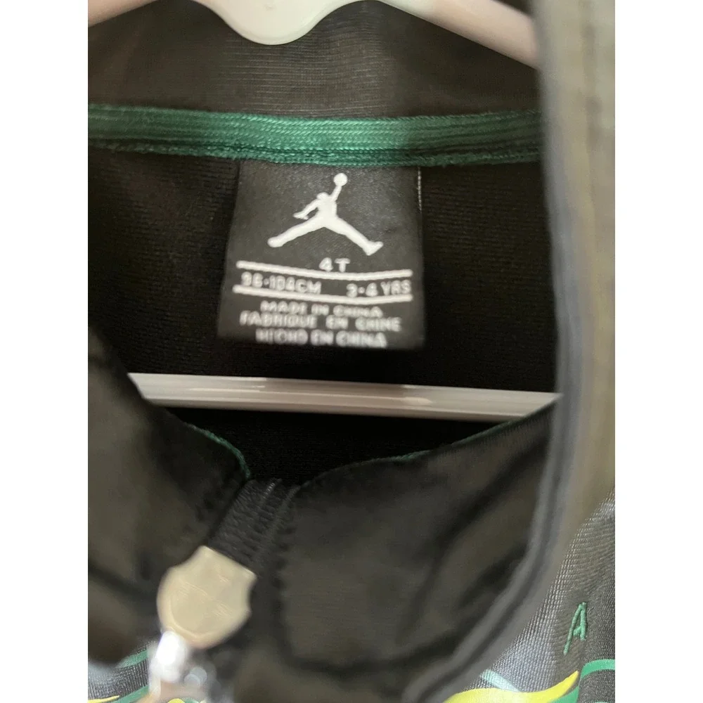 Kids Jordan Flight Track Jacket Green Black Size 4T‎ Athletic Zip Up